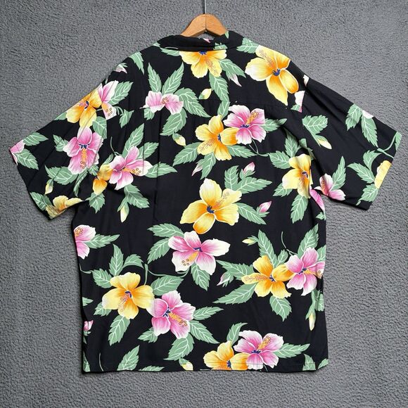 Vtg Loop Collar Hawaiian Shirt Floral Mens XL Rayon Made in USA Rockabilly - Picture 6 of 13
